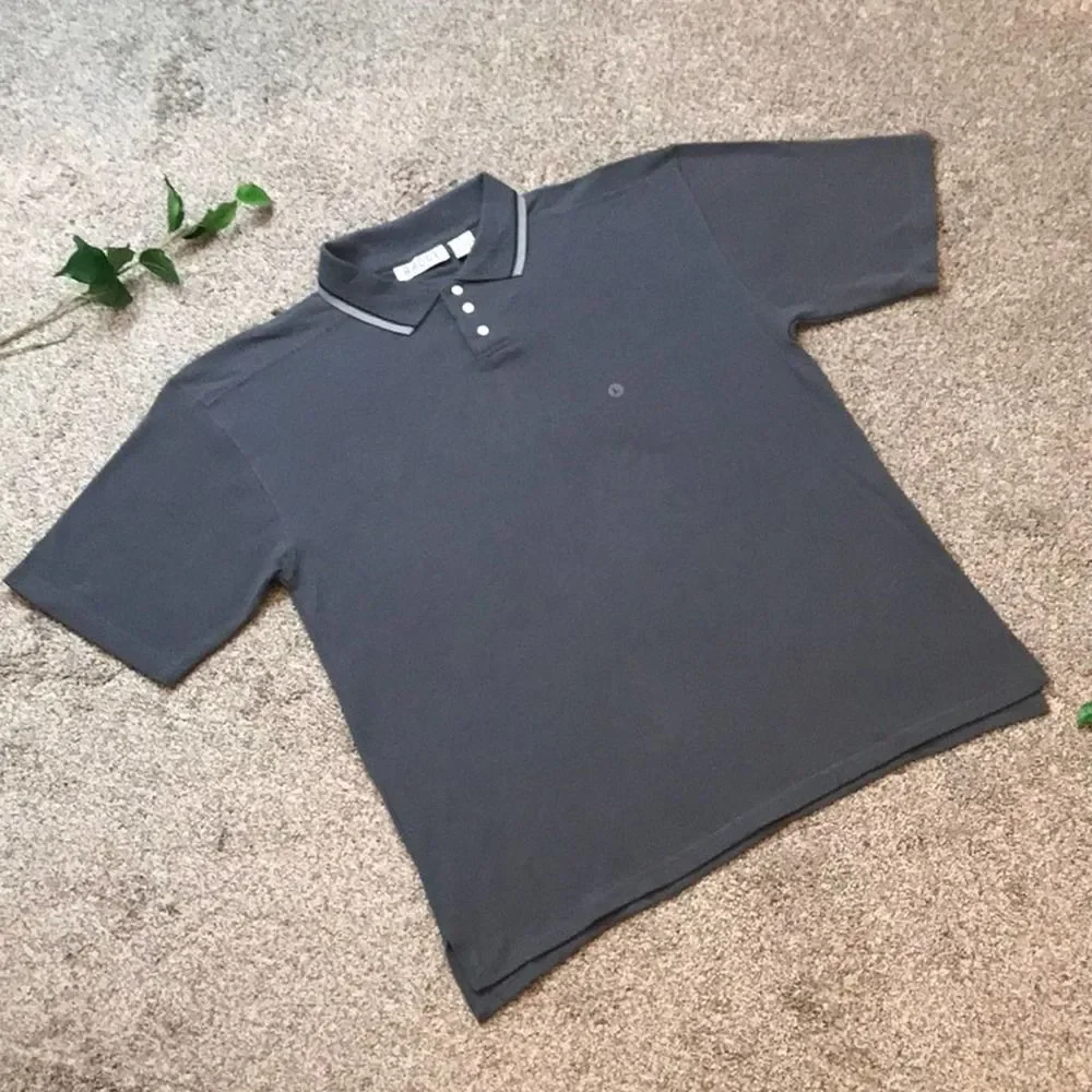 NWT Vintage 80s 90s Badge Gray Polo Shirt Sz Large